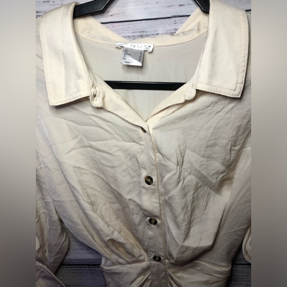 VENUS Cream Button-Down Dress size 10 NWOT - Picture 2 of 14